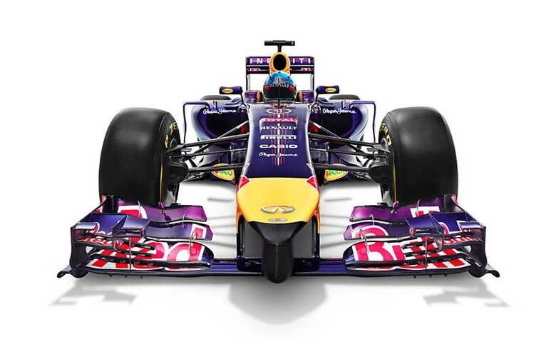 O novo carro da Red Bull visto de frente. (Imagem: reprodução/infiniti-redbullracing.com)
