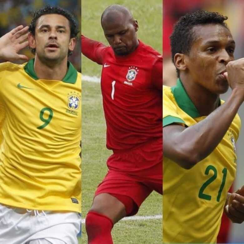 Na foto, Fred, Jefferson e Jô: ao todo, foram convocados 19 jogadores para o amistoso. (Imagem: Rafael Ribeiro/CBF)