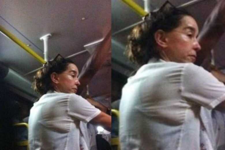 Lucélia Santos ficou revoltada com a repercussão da foto em que estava no ônibus. (Foto: reprodução Facebook)