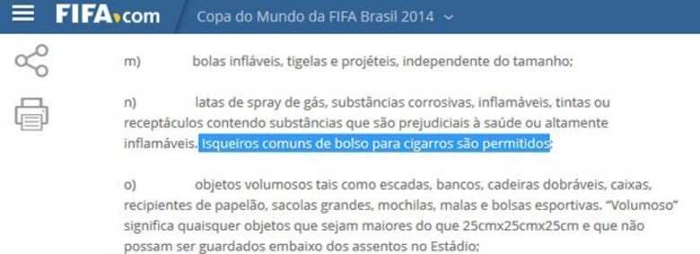 Código da Fifa veta bolas infláveis, mas diz que isqueiros para cigarros são permitidos. (Imagem: reprodução)
