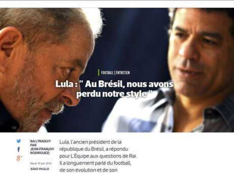 Ex-presidente vê futebol brasileiro violento como o europeu e atentou Seleção a rivais na briga pelo título da Copa do Mundo de 2014. (Foto: L'Equipe/reprodução)