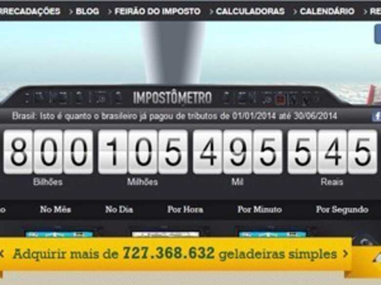 Impostômetro bate R$ 800 bilhões. (Foto: reprodução/ACSP)