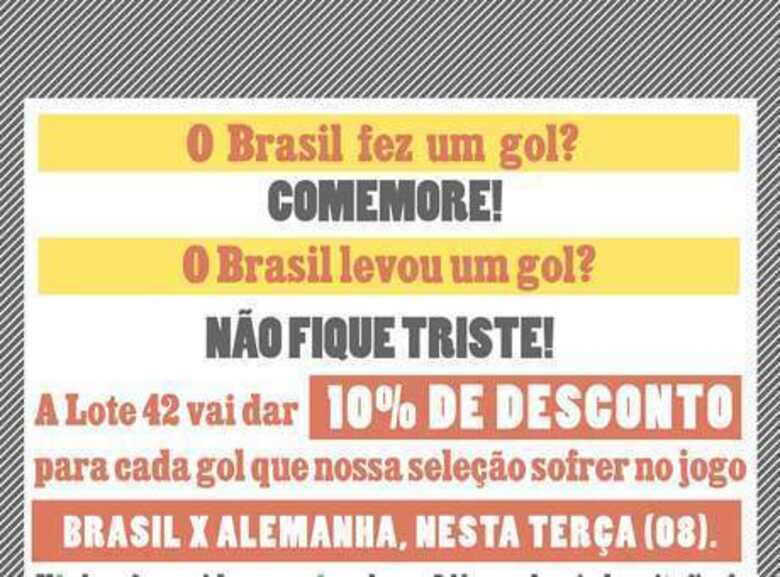 Editora Lote 42 prometeu e cumpriu dar 10% de desconto para cada gol sofrido pelo Brasil no jogo contra a Alemanha. (Foto: Lote 42/Facebook/reprodu&ccedil;&atilde;o)