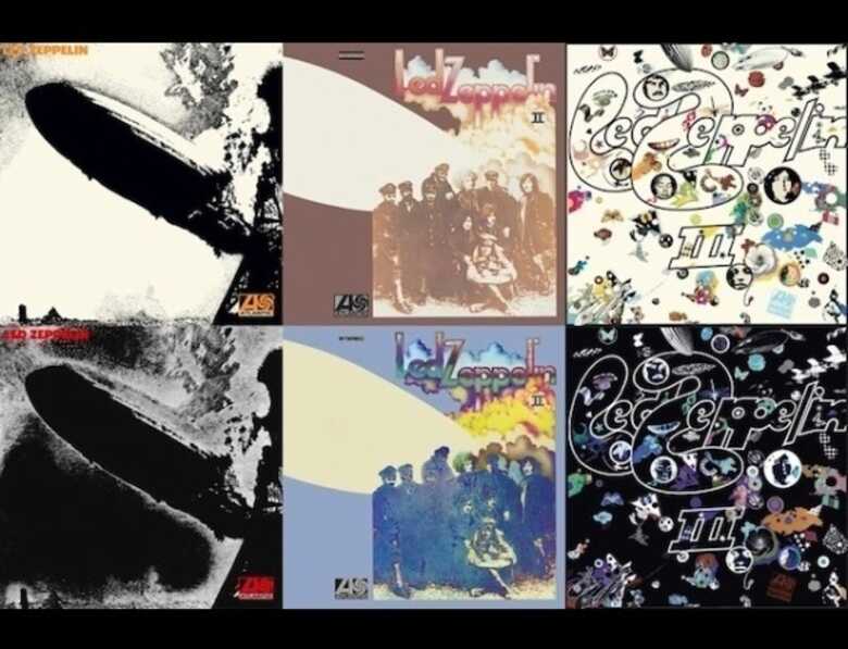 Capas dos dois primeiros discos do Led Zeppelin, que ganharam edições 'deluxe'. (Imagem: divulgação)
