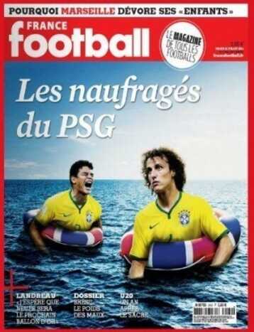 France Football questiona a qualidade da dupla Thiago Silva-David Luiz. (Foto: France Football/reprodução)