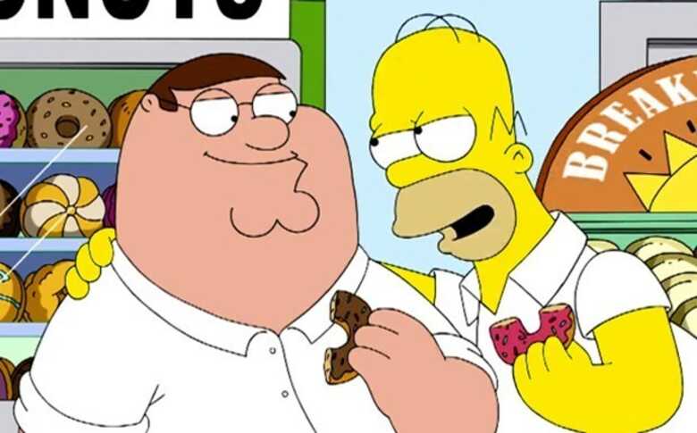 Peter Griffin ('Family Guy') e Homer Simpson ('Os Simpsons') se encontram em episódio especial. (Foto: divulgação/Fox)