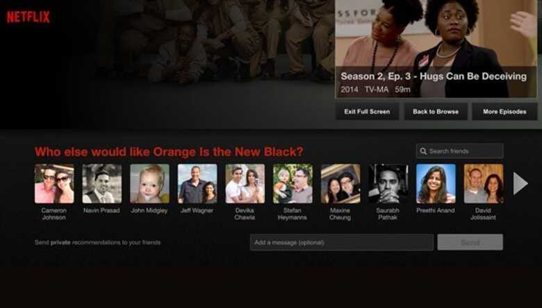 Netflix agora permite recomendar filmes e séries a amigos do Facebook. (Foto: divulgação/Netflix)