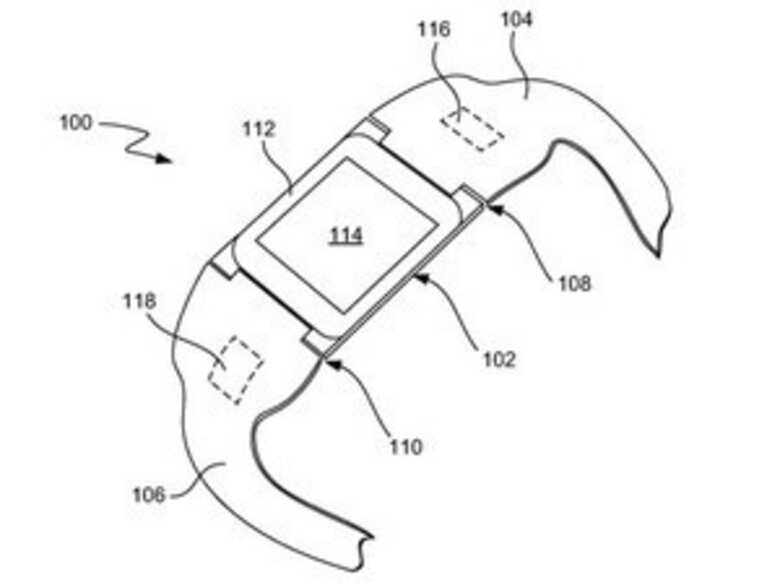 Relógio inteligente cuja patente a Apple tenta registrar chama-se 'iTime' e terá tela sensível ao toque removível. (Foto: Reprodução/USPTO)