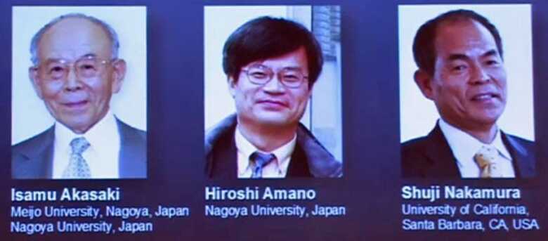 Vencedores Nobel Física 2014. (Imagem: reprodução/Academia real de Ciências da Suécia)