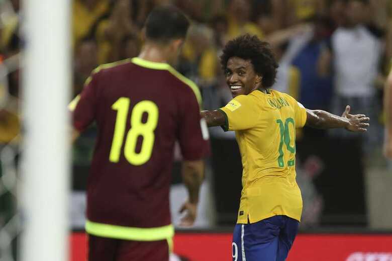 Destaque da partida, Willian fez dois gols no primeiro tempo (Imagem:Leo Correa/MoWa Press)