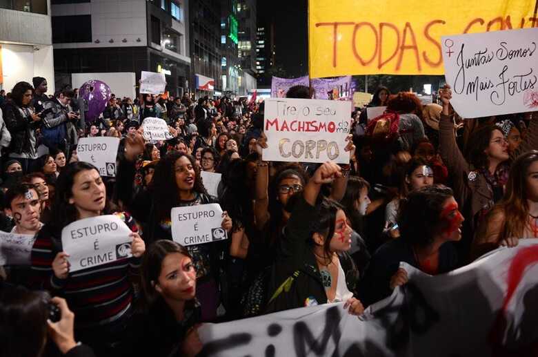 Ato contra o estupro realizado na Avenida Paulista (SP) no dia 8 de junho deste ano