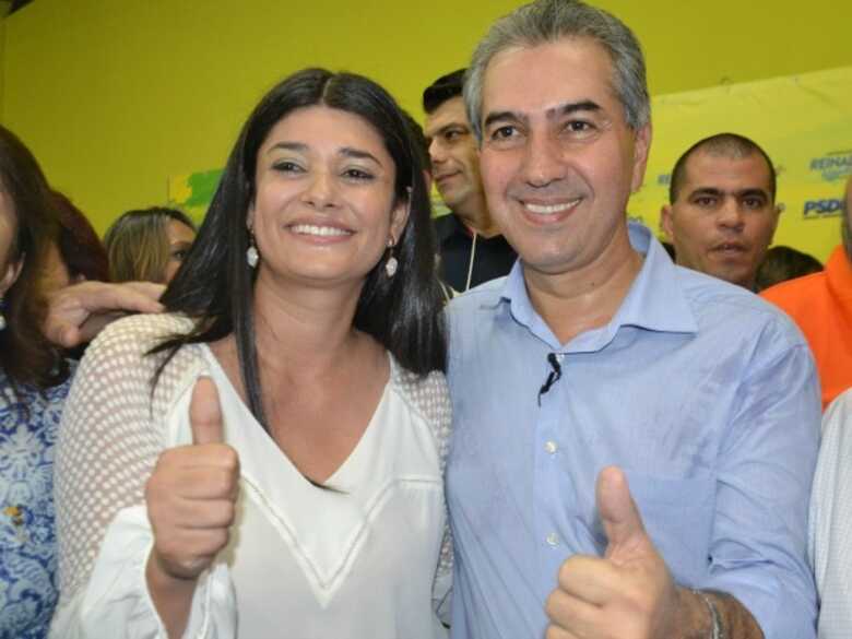 A pré-candida Rose Modesto e o governador Reinaldo Azambuja