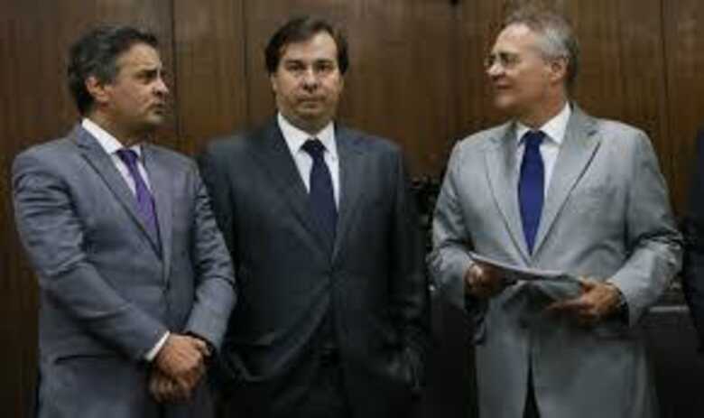 A&eacute;cio Neves, Rodrigo Maia e Renan Calheiros