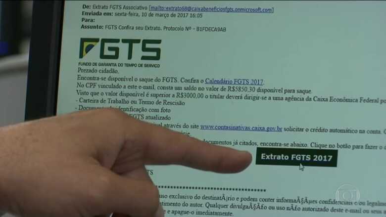 E-mail falso enviado para aplicar golpe