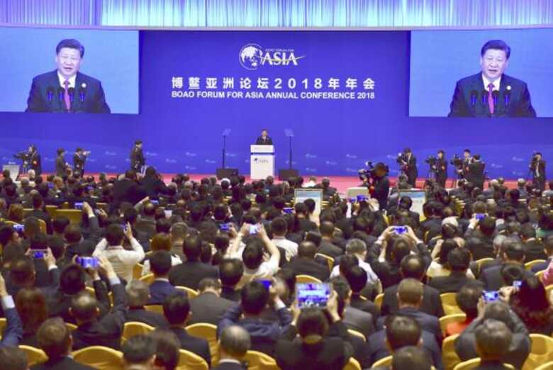 Xi Jinping discursa no Fórum de Boao, conhecido como o "Davos asiático"