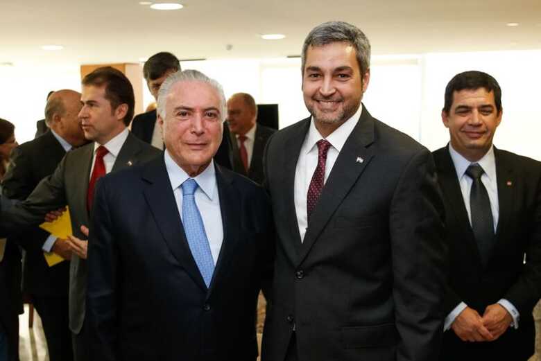 O presidente Michel Temer e o presidente eleito do Paraguai, Mario Abdo Benítez, durante encontro no Palácio do Planalto