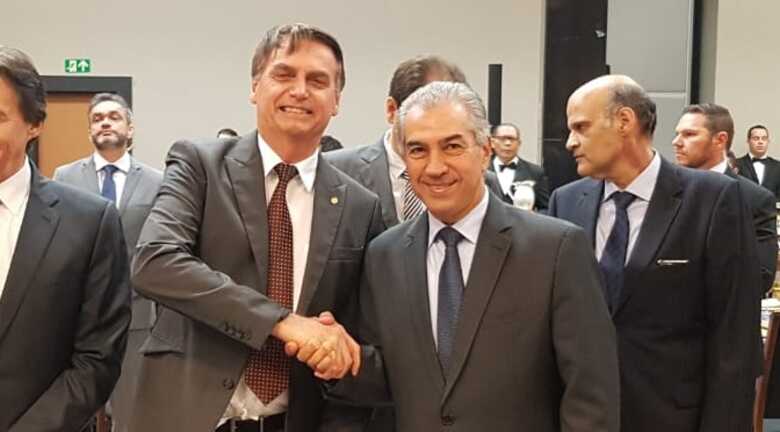 O presidente eleito Jair Bolsonaro e o governador reeleito em Mato Grosso do Sul, Reinaldo Azambuja