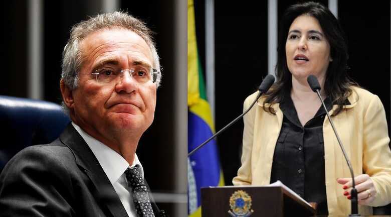 O senador Renan Calheiros (AL) e a senadora Simone Tebet (MS)