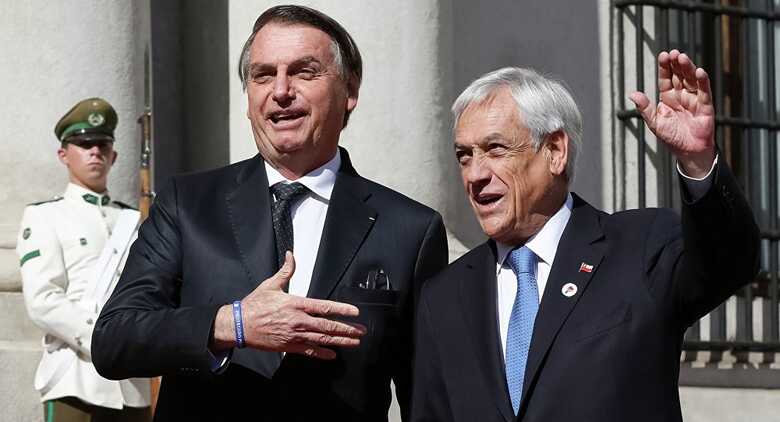 O presidente brasileiro Jair Bolsonaro o presidente chileno, Sebastián Piñera