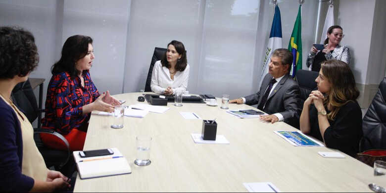 Senadora Simone Tebet, diretora da Aneel  Elisa Bastos, senador Nelsinho Trad e Soraya Tronickie