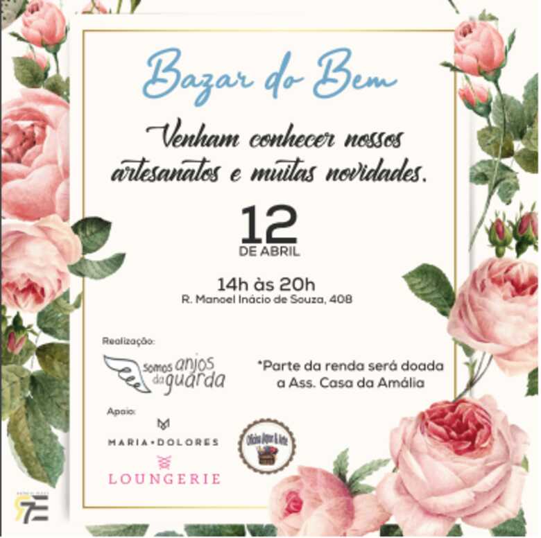 Convite do "Bazar do Bem" que acontecerá dia 12 de abril