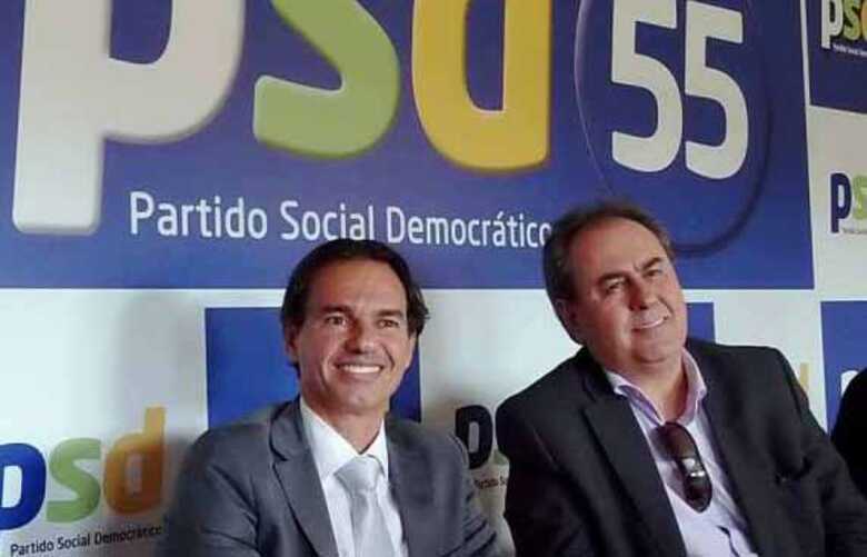 Prefeito Marquinhos Trad ao lado de Ant&ocirc;nio Lacerda, presidente do Diret&oacute;rio Municipal do PSD