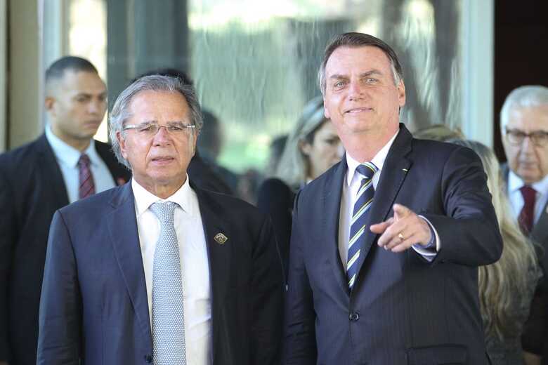 O ministro Paulo Guedes e o presidente Bolsonaro