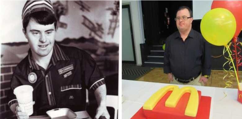 Russell O'Grady, de 48 anos, vestiu pela primeira vez o uniforme do restaurante com 18 anos de idade