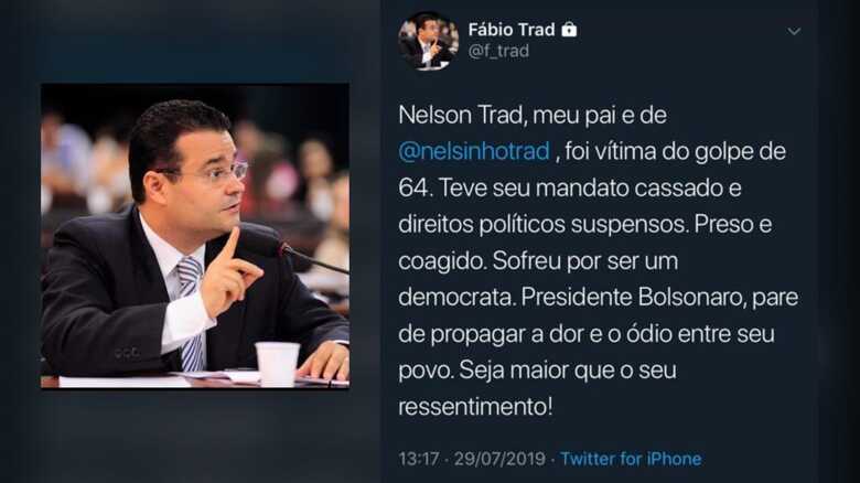 "Seja maior que o seu ressentimento”, declarou Trad ao presidente