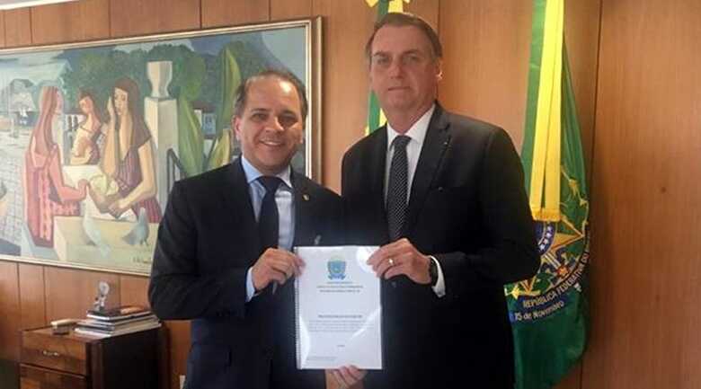 Coronel David com presidente Jair Bolsonaro durante visita no Palácio do Planalto em Brasília