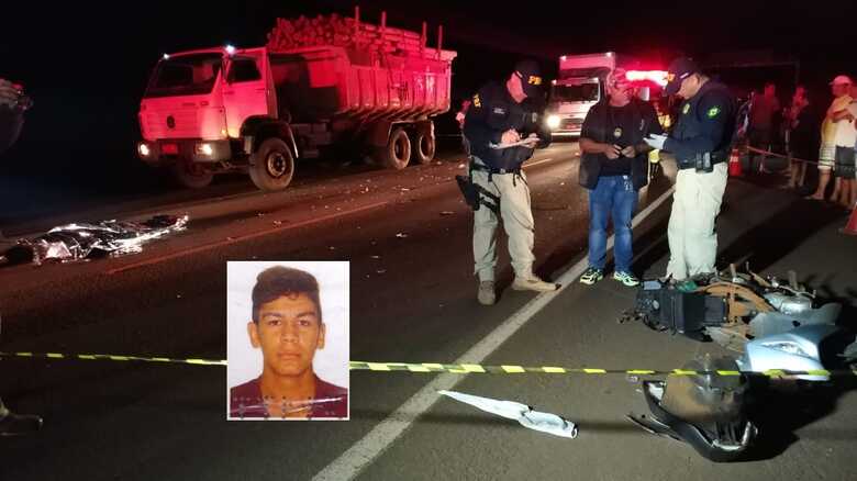 Caminhão transitava no mesmo sentido quando Gleison colidiu na traseira