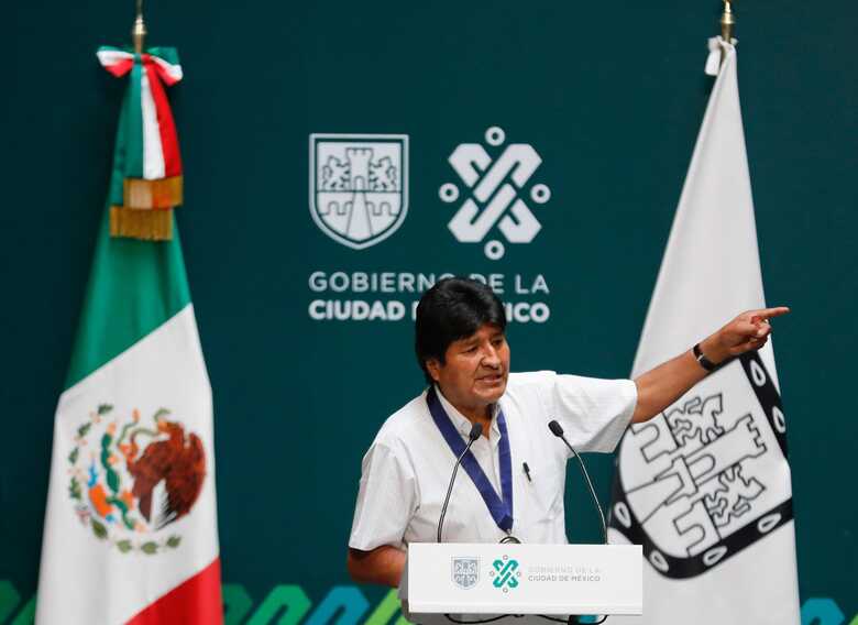 Evo Morales durante discurso no México