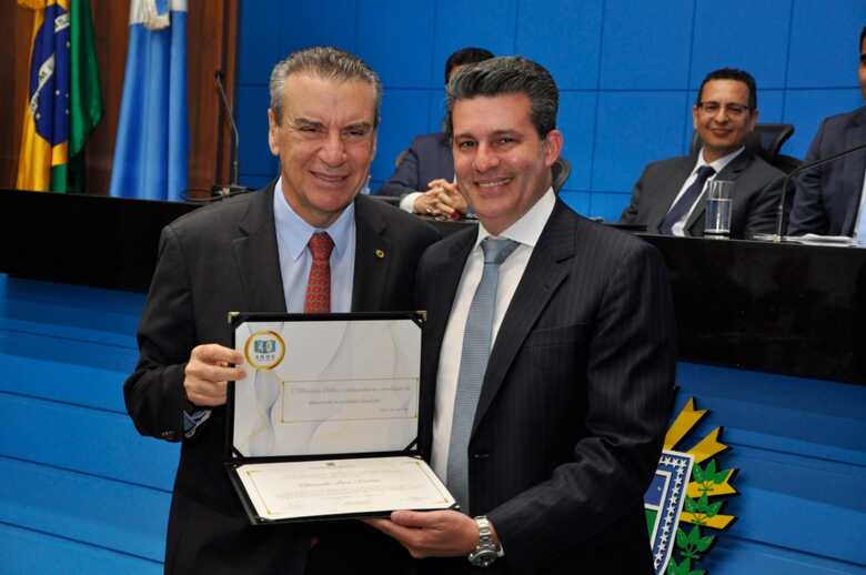 Paulo Corrêa e Alexandre Lima Raslan, durante o evento de comemoração aos 40 anos da Assembleia