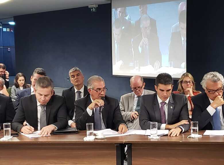 Os governadores Mauro Mendes, Reinaldo Azambuja e Helder Barbalho estiveram no STF para discutir o ressarcimento aos Estados