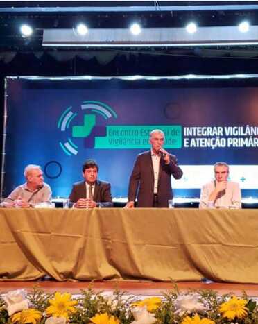 Além de Mandetta, evento teve a participação do governador Reinaldo Azambuja, do secretário Geraldo Resende e do deputado Paulo Corrêa