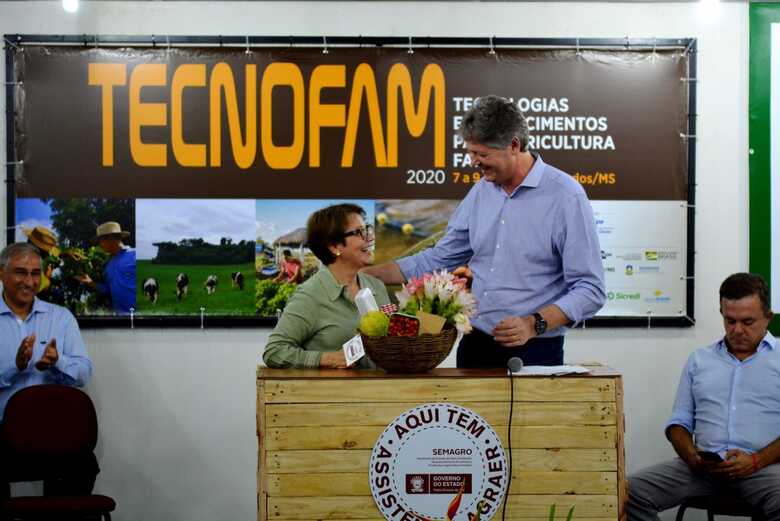 Treza Cristina e Jaime Verruck no lançamento da Tecnofam 2020