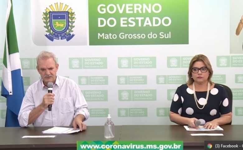 Secret&aacute;rio estadual de Sa&uacute;de, Geraldo Resende e a secret&aacute;ria adjunta de Sa&uacute;de, Christine Maymone