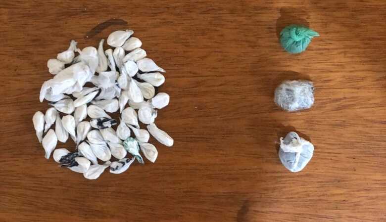 Drogas que seriam vendidas pelo traficante