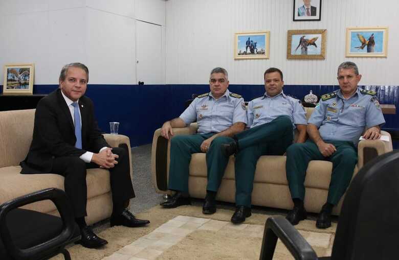 Da esquerda para a direita, Comandante Geral da PM Coronel Marcos Paulo, Chefe do Estado Maior Coronel Pádua, Subcomandante Coronel Renato
