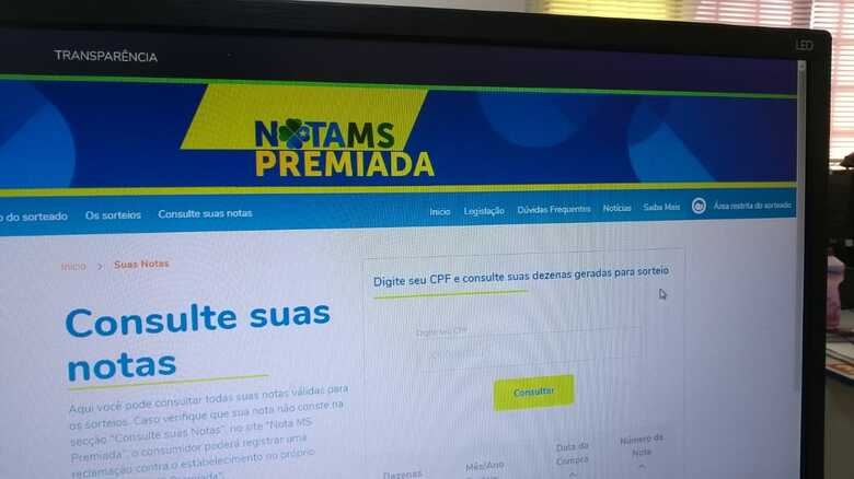 Site do "Nota MS Premiada"