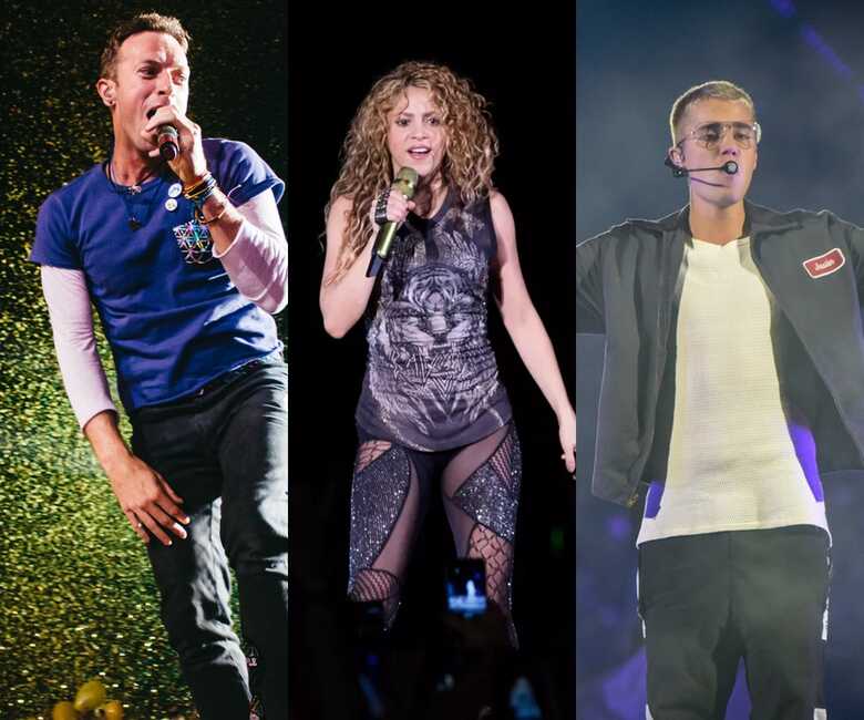 Coldplay, Justin Bieber, Shakira