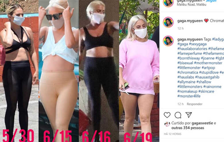 Postagem com o crescimento da barriga de Lady Gaga