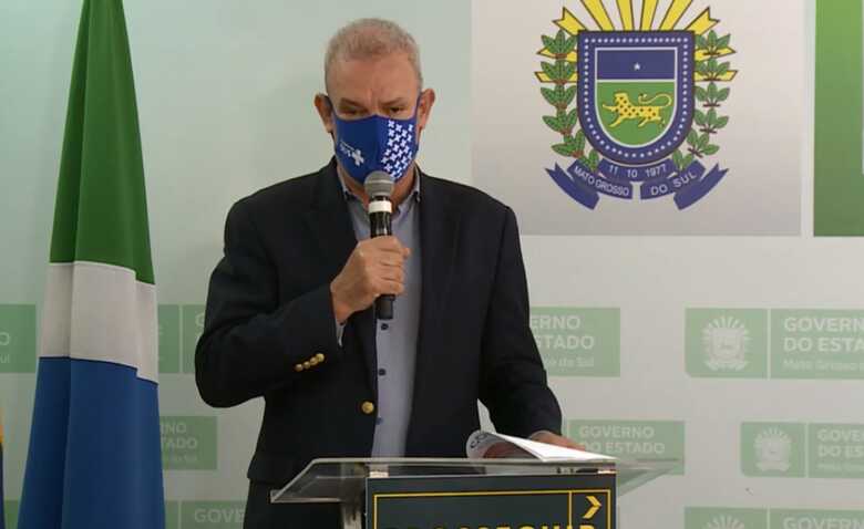 O secretário de estado de Saúde, Geraldo Resende, durante live nesta quarta-feira