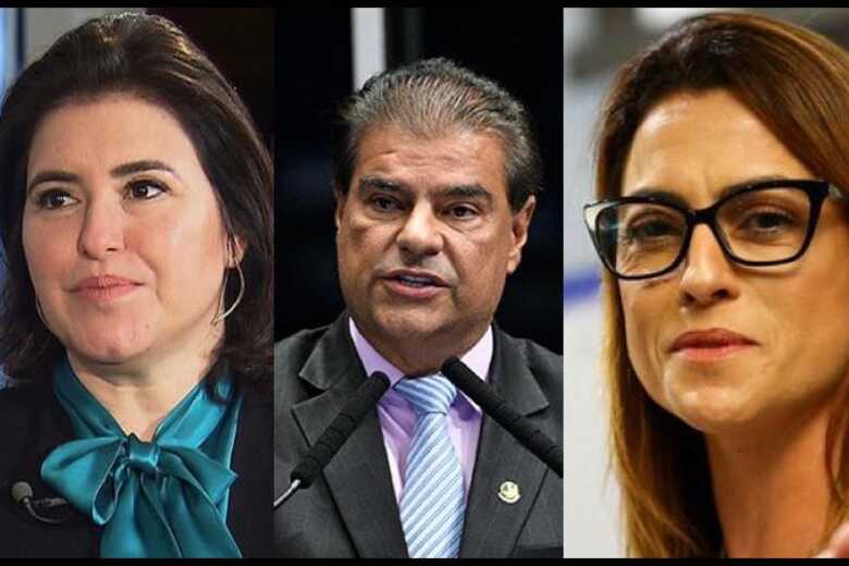 Os senadores Simone Tebet (MDB), Nelsinho Trad (PSD) e Soraya Thronicke (PSL)