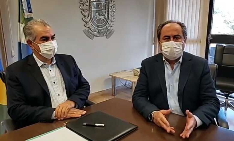 Governador de Mato Grosso do Sul, Reinaldo Azambuja, e o secret&aacute;rio Municipal de Governo Ant&ocirc;nio Lacerda