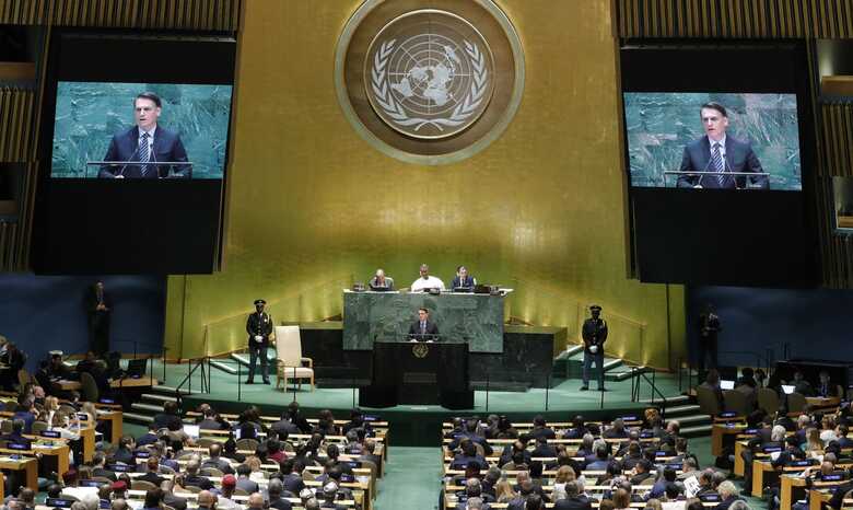Presidente Jair Bolsonaro durante a 74ª Assembleia Geral da ONU em setembro de 2019