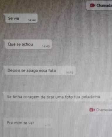 Troca de mensagens entre o pedófilo e criança pelo WhatsApp