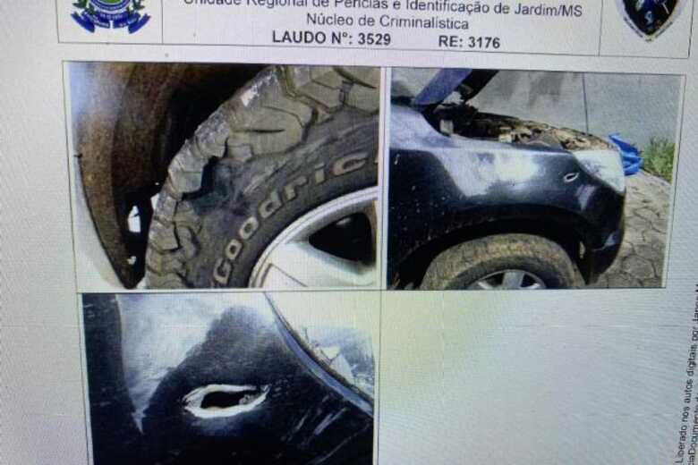 Laudo mostra os disparos dos policiais contra a caminhonete