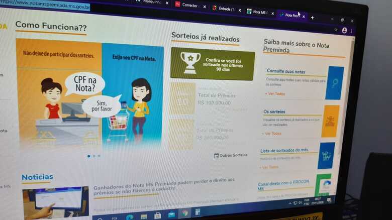 Para saber se foi um dos contemplados basta entrar no site www.notamspremiada.ms.gov.br