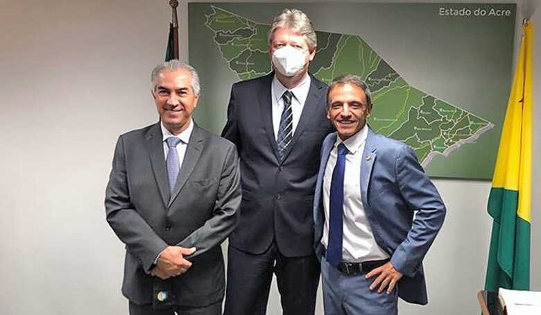 Governador Reinaldo Azambuja (PSDB), Secret&aacute;rio de Estado Jaime Verruck e o Senador M&aacute;rcio Bittar (AC)